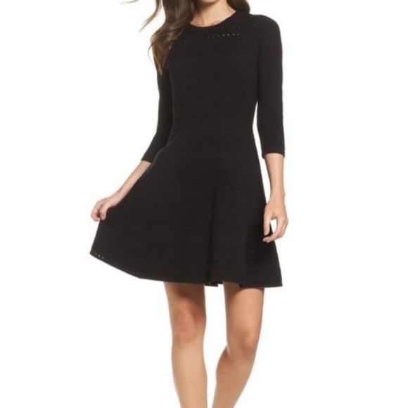 Eliza J Black Fit Flare Sweater Mini 